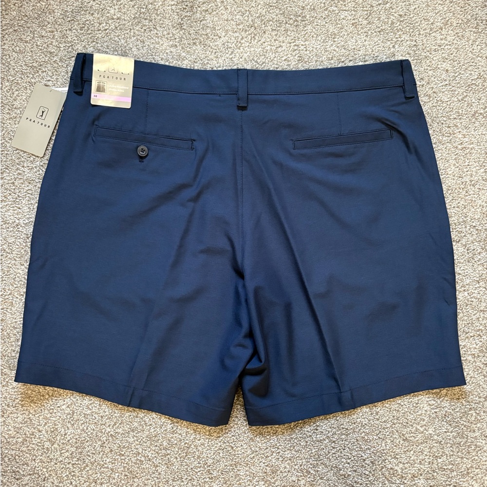 PGA Tour Men's Deep Blue Flat Front Golf Shorts UPF 50 Sun Protection - Picture 4 of 5